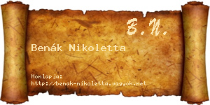 Benák Nikoletta névjegykártya